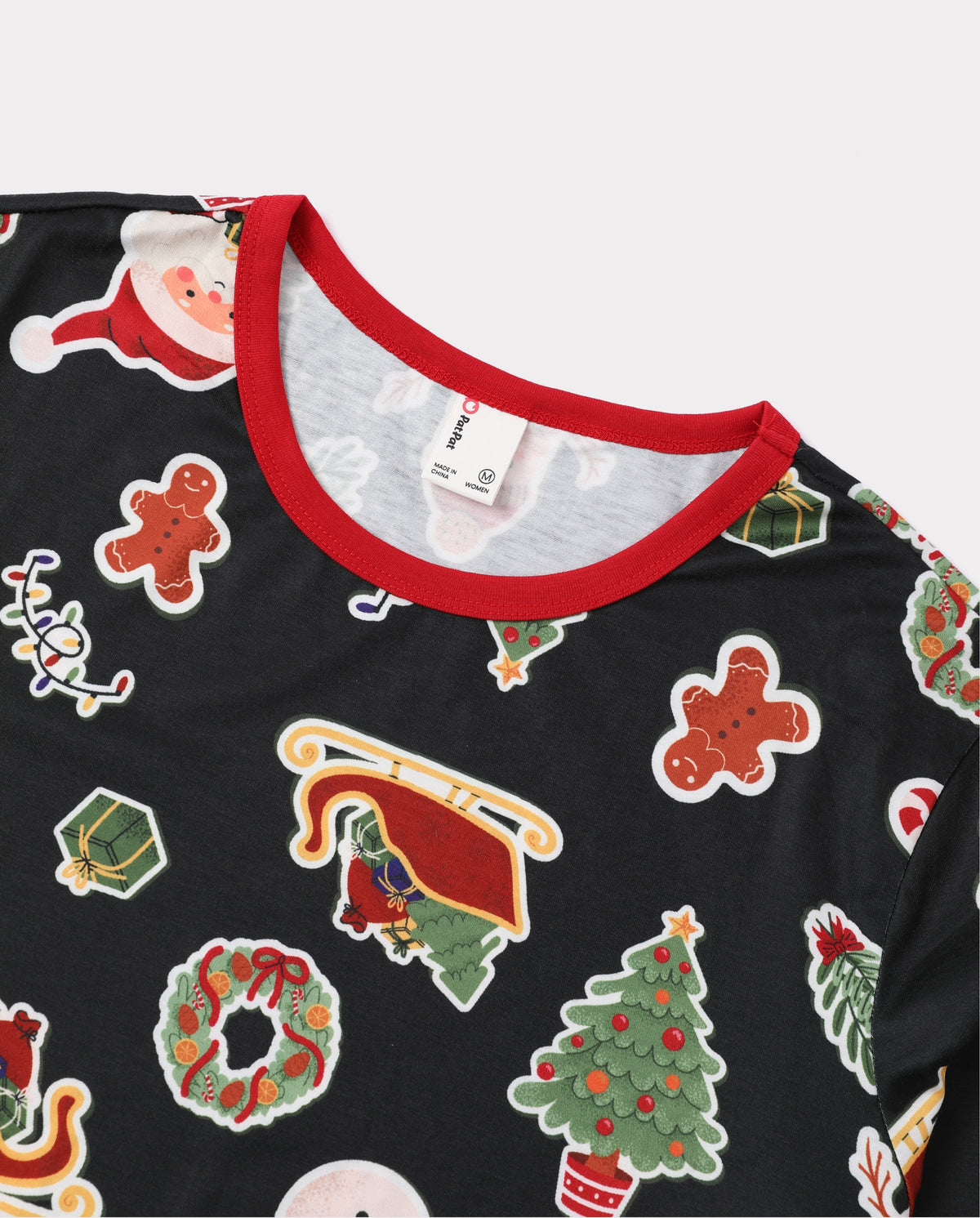 PatPat Family Matching Christmas Pajamas Christmas Tree & Gingerbread Print Black