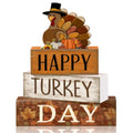 4 Pcs Fall Table Decor Wooden Signs Happy Turkey Day Blocks (Happy Turkey Day)