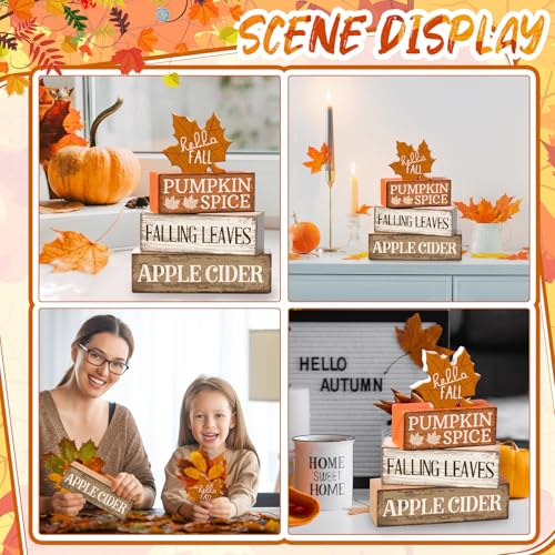 4 Pcs Fall Decor Wooden Maple Leaf Decoration Thanksgiving Decor (Maple Leaf)