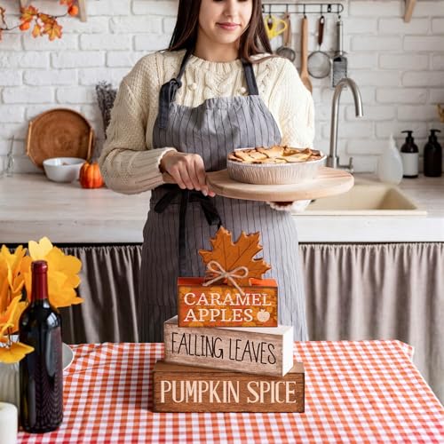 4 Pcs Fall Decor Wooden Maple Leaf Decoration Thanksgiving Decor (Falling Leaves)
