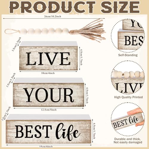 4 Pcs Farmhouse Table Decoration Inspirational Tiered Tray Decor (Life)