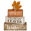 4 Pcs Fall Wooden Tiered Tray Decor Rustic Farmhouse Signs (Sweater Weather)