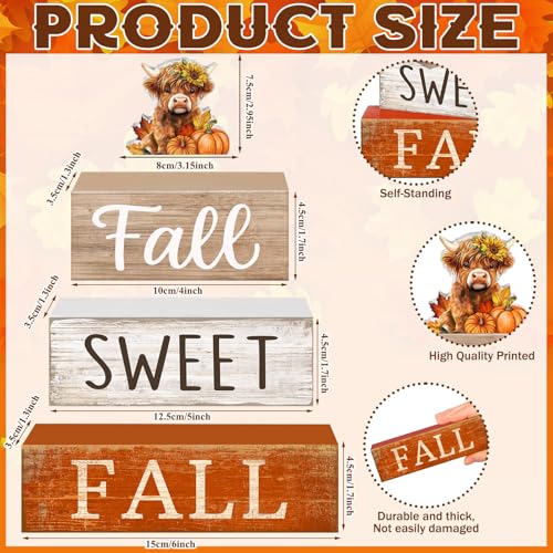 4 Pcs Highland Cow Fall Table Decorations (Fall Highland Cow)