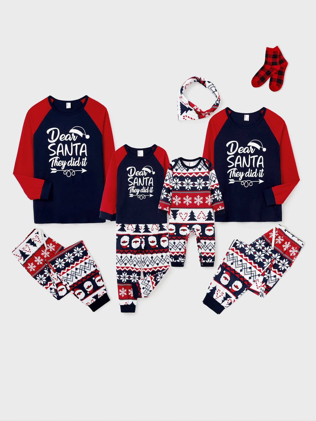 PatPat Family Matching Christmas Pajamas Glow in the Dark Navy
