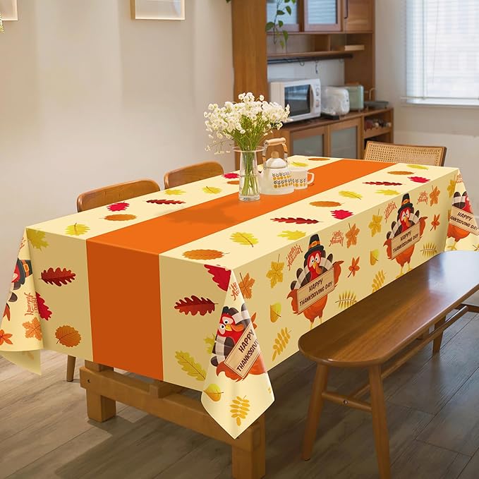 OHOME Thanksgiving Decorations - Thanksgiving Tablecloth | Thanksgiving Table Decor Indoor Outdoor Outside - Friendsgiving Party Favor Centerpiece Banner Essentials,52"x87",2 Pack