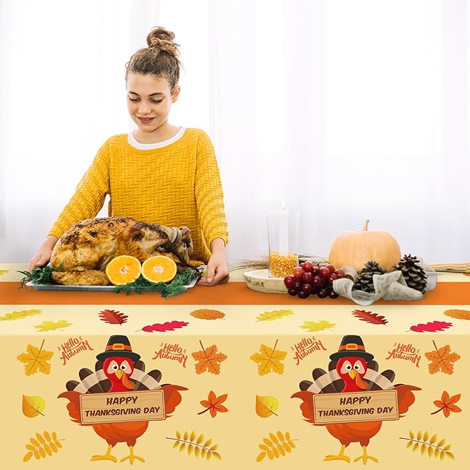 OHOME Thanksgiving Decorations - Thanksgiving Tablecloth | Thanksgiving Table Decor Indoor Outdoor Outside - Friendsgiving Party Favor Centerpiece Banner Essentials,52"x87",2 Pack