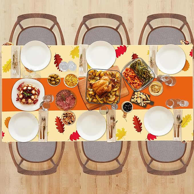 OHOME Thanksgiving Decorations - Thanksgiving Tablecloth | Thanksgiving Table Decor Indoor Outdoor Outside - Friendsgiving Party Favor Centerpiece Banner Essentials,52"x87",2 Pack