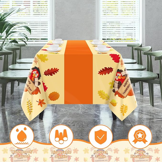 OHOME Thanksgiving Decorations - Thanksgiving Tablecloth | Thanksgiving Table Decor Indoor Outdoor Outside - Friendsgiving Party Favor Centerpiece Banner Essentials,52"x87",2 Pack