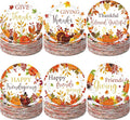Funnymoom 60 Pcs 7 Inch Happy Friendsgiving Paper Plates Give Thanks Plates Decorations Fall Pumpkin Turkey Tableware for Autumn Harvest Thanksgiving Dinner BBQ Picnic Farmhouse Party Supplies