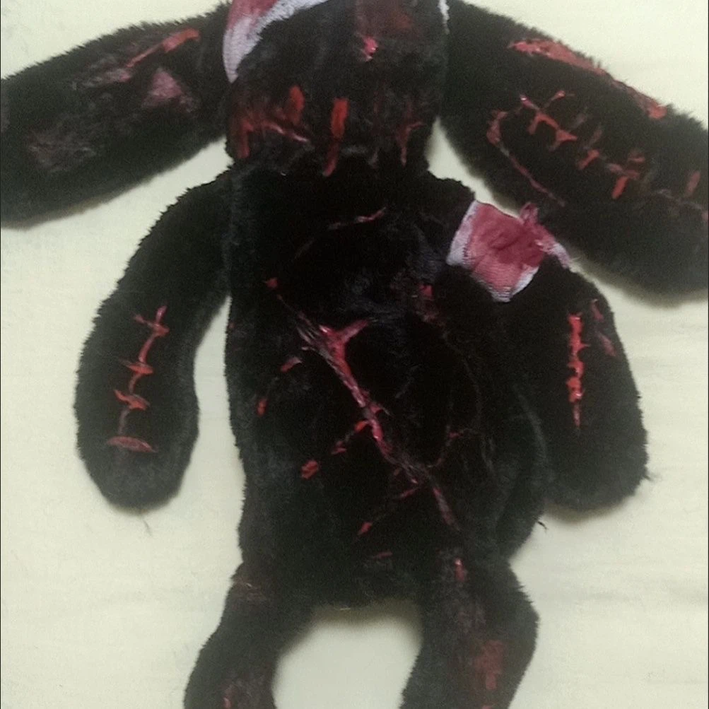 Halloween Wounded Bunny Plush Crossbody Bag, Gothic Stitched Rabbit Purse