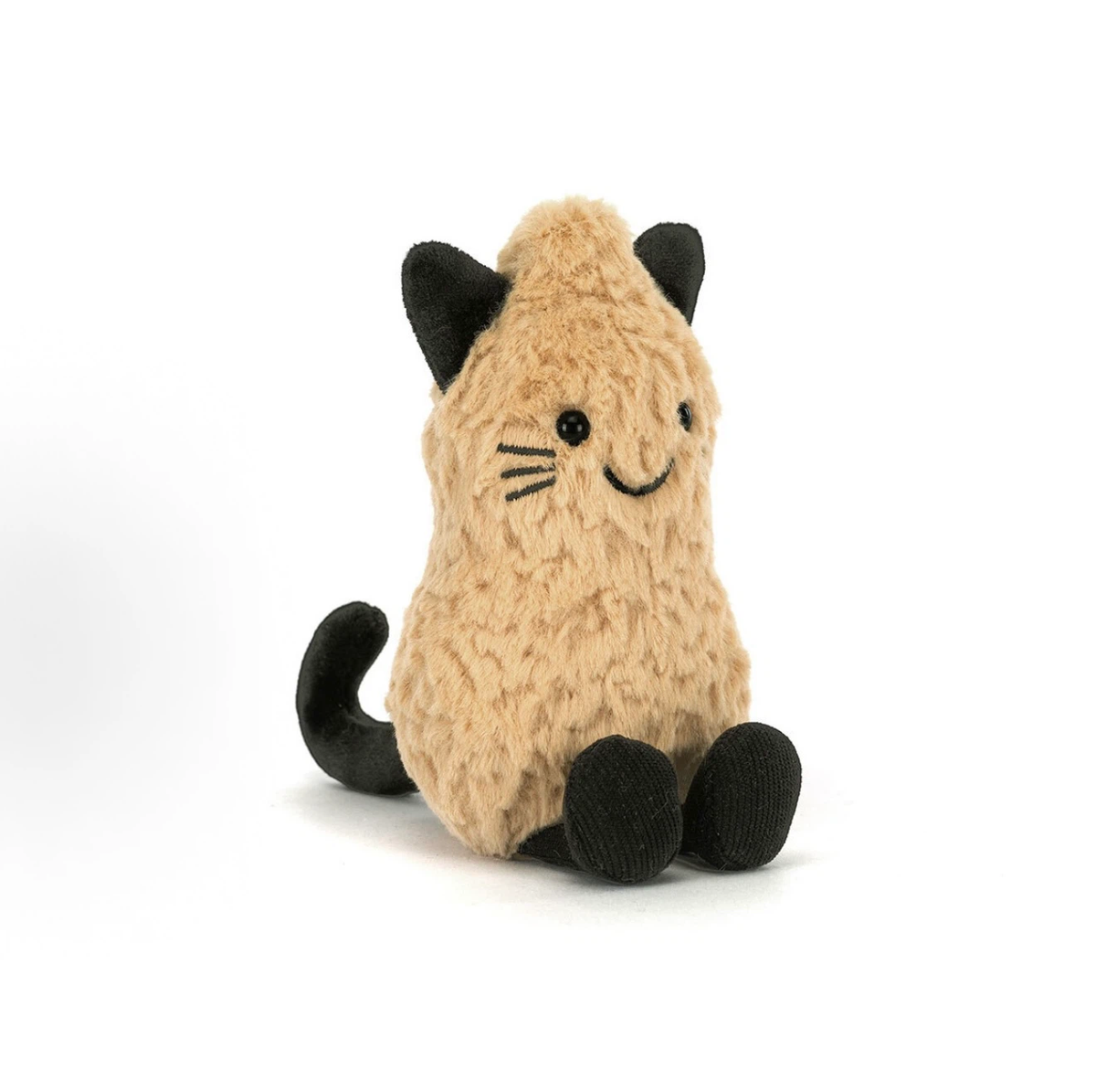 Cute Peanut Cat Plush Toy, Soft Fluffy Cat Stuffed Animal, Unique Peanut Shape Kitty Plush Gift