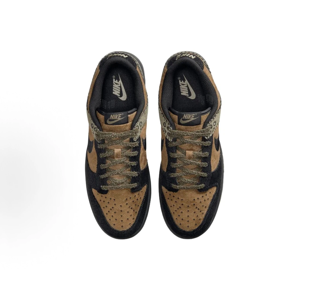 Nike Dunk Low "Military Patchwork" Brown Black Olive Sneakers, Men Halloween Vintage Skate Shoes