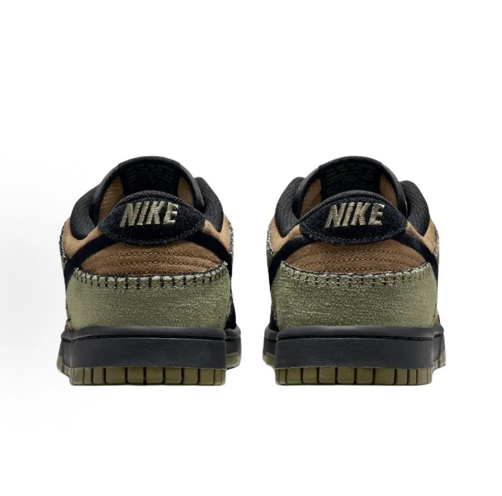 Nike Dunk Low "Military Patchwork" Brown Black Olive Sneakers, Men Halloween Vintage Skate Shoes
