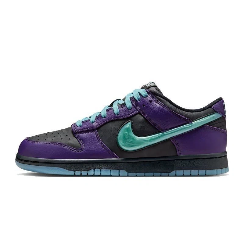 Nike Dunk Low Purple Teal Black Leather Sneakers, Men Women Classic Skateboarding Shoes