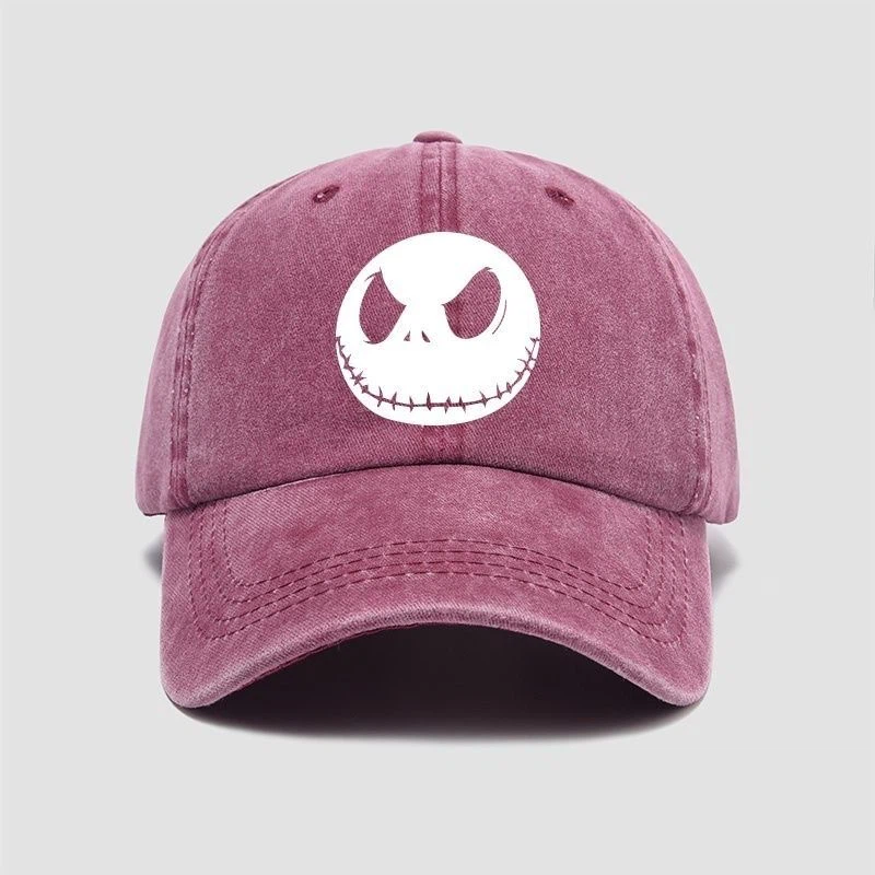 Jack Skellington Skull Vintage Washed Dad Hat, Halloween Skeleton Baseball Cap
