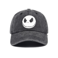 Jack Skellington Skull Vintage Washed Dark Gray Dad Hat, Halloween Costume Cap