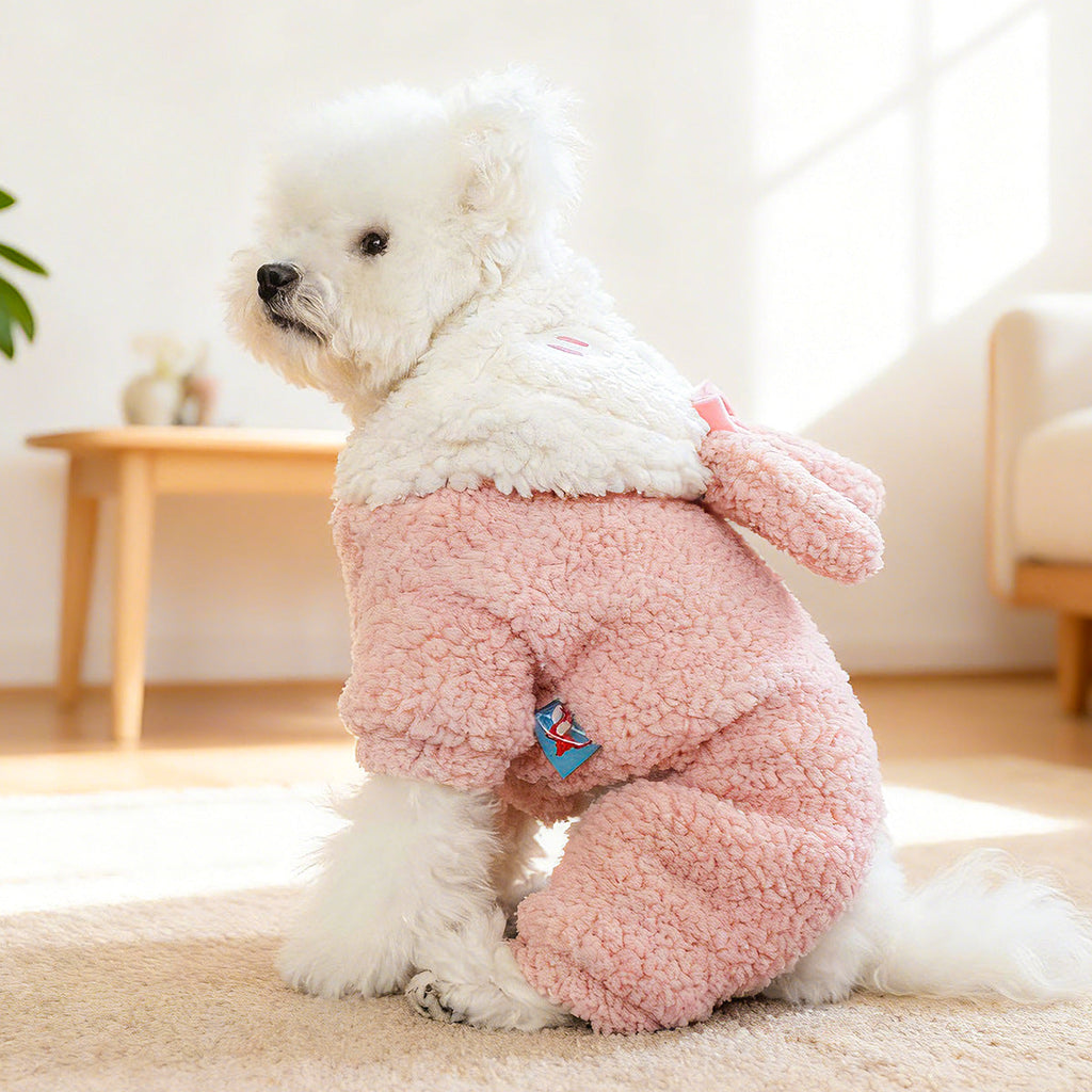 Fleece Warm Rabbit Hooded Dog Jumpsuits