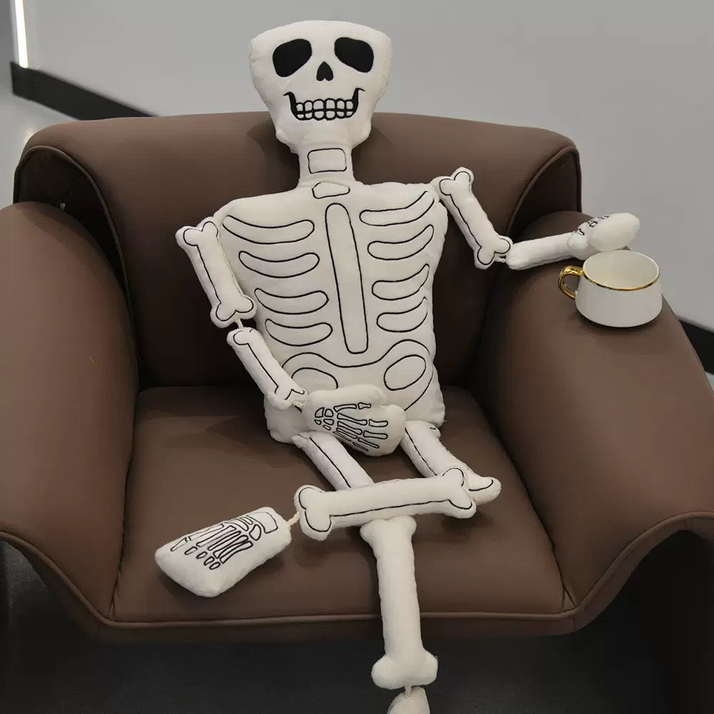 Goth White and Black Skeleton Plush