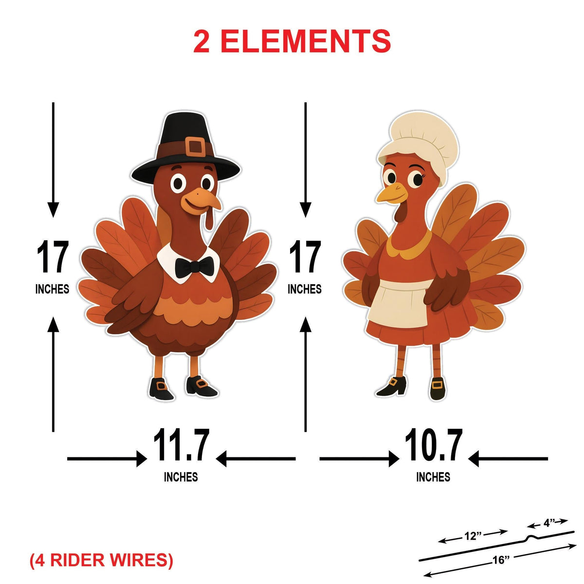 Pilgrim Turkey Yard Sign, Fall Thanksgiving Outdoor Lawn Decorations with Stakes, Harvest Garden Stakes for Porch, Patio & Autumn Home Décor